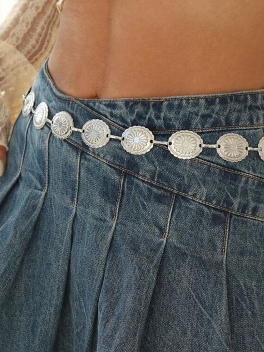 Silver FloralBeltN967